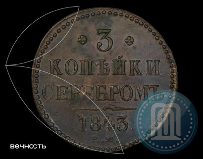 Фото 3 копейки 1843 года ЕМ 