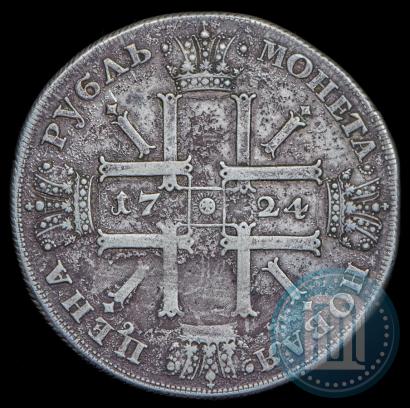 Фото 1 рубль 1724 года СПБ "Солнечный, в латах"