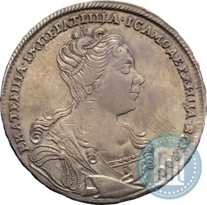 Фото 1 рубль 1727 года  "Московский тип, портрет вправо"