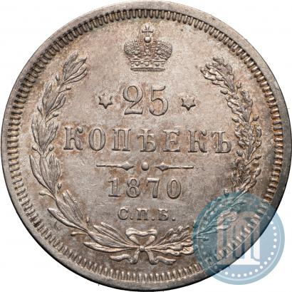 Фото 25 копеек 1870 года СПБ-НІ 