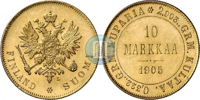 10 markkaa 1905 year