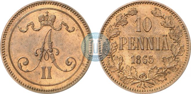 10 пенни 1865 года