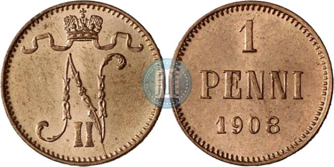 1 penni 1908 year