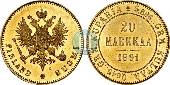 20 markkaa 1891 year