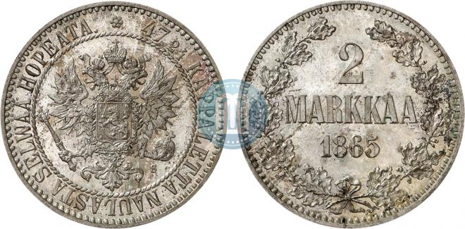 2 markkaa 1865 year