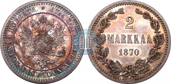 2 markkaa 1870 year