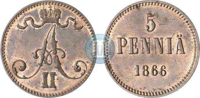 5 pennia 1866 year