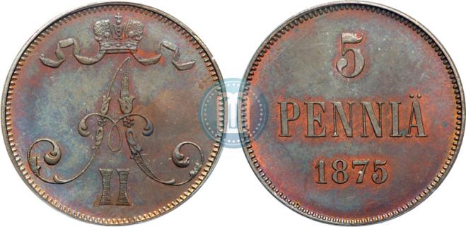 5 пенни 1875 года