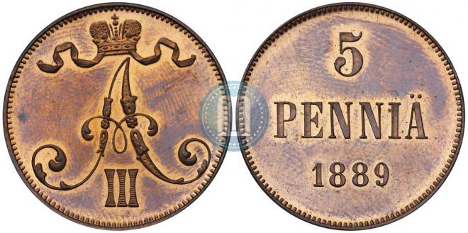 5 pennia 1889 year