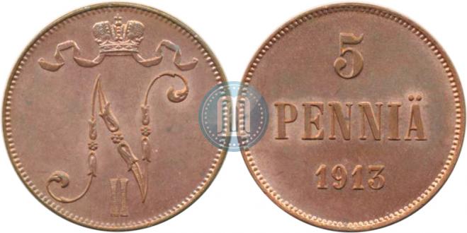 5 pennia 1913 year