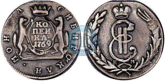 Picture 1 kopeck 1769 year КМ 