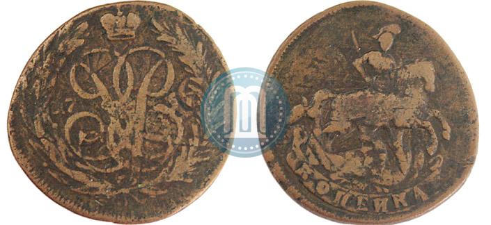 Picture 1 kopeck 1757 year  
