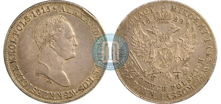 Picture 5 złotych 1829 year FH 