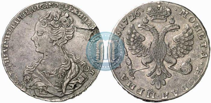 Picture 1 rouble 1726 year  "Moscow type, portrait turned to the left"