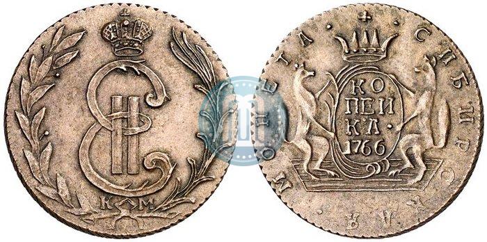 Фото 1 копейка 1766 года КМ 