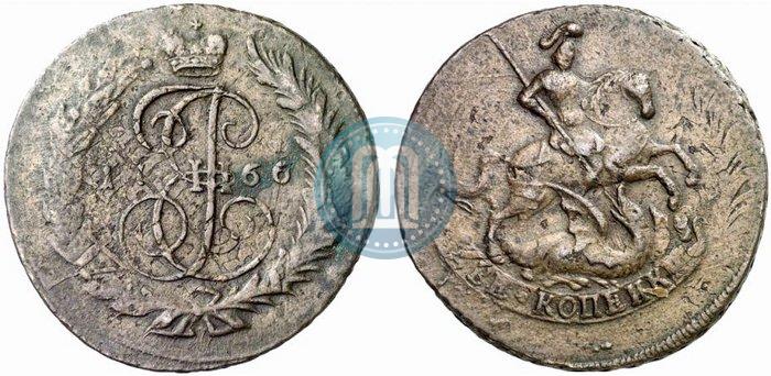 Фото 2 копейки 1766 года СПМ 