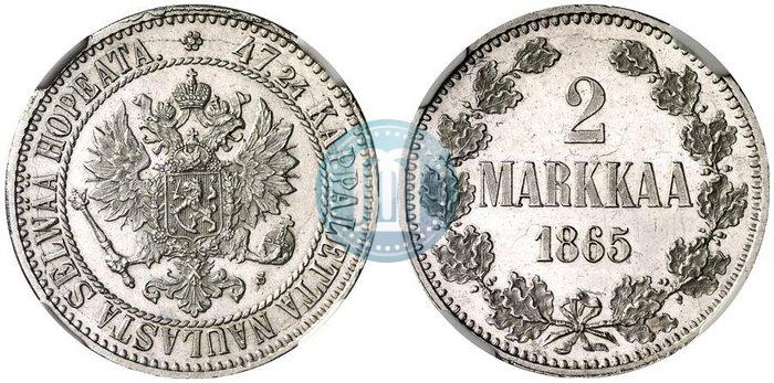 Picture 2 markkaa 1865 year S 