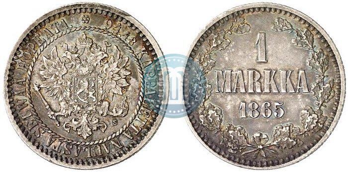 Picture 1 markka 1865 year S 