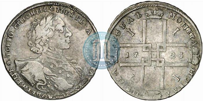 Picture 1 rouble 1723 year OK "Portrait with ermine mantle"