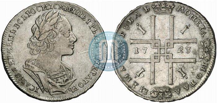 Фото 1 рубль 1723 года  "Портрет в античных доспехах"