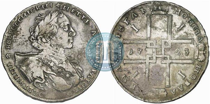 Фото 1 рубль 1723 года OK "Портрет в горностаевой мантии"