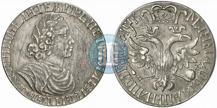 Picture Poltina 1702 year  "Without ribbons near the wreath"