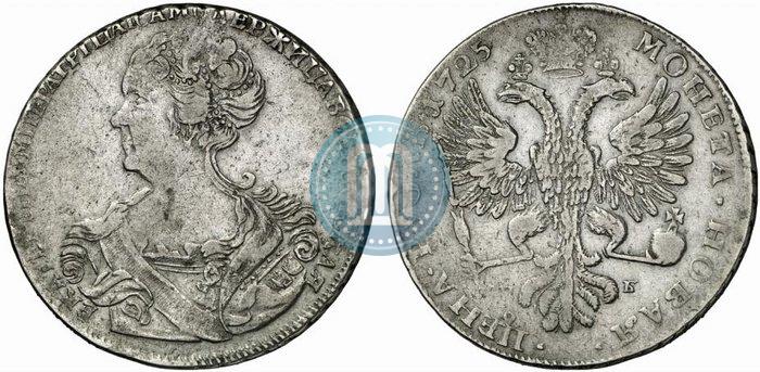 Фото 1 рубль 1725 года СПБ "Петербургский тип, портрет влево"