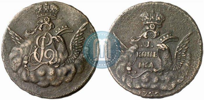 Фото 1 копейка 1755 года  