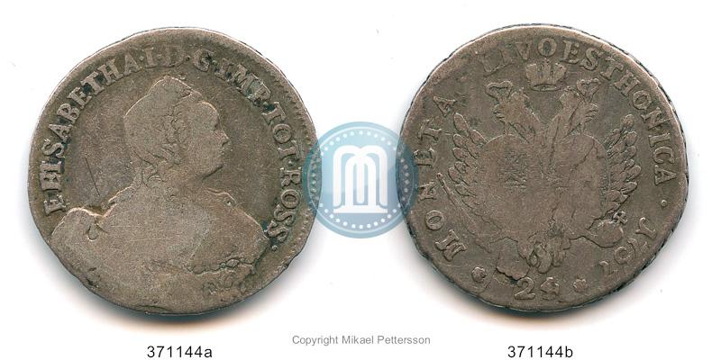 Picture 24 kopecks 1757 year  "For Livonia"
