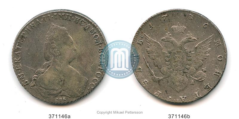 Picture 1 rouble 1786 year СПБ-ЯА 