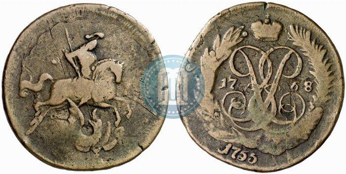 Picture 1 kopeck 1758 year  