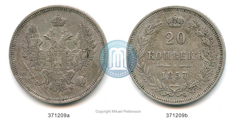 Picture 20 kopecks 1857 year MW 