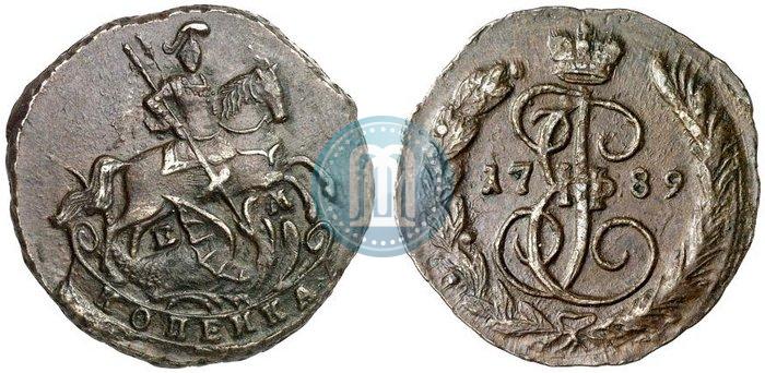 Picture 1 kopeck 1789 year ЕМ 