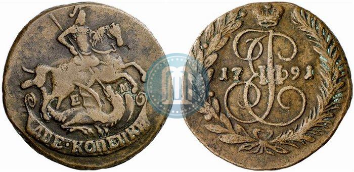 Picture 2 kopecks 1791 year ЕМ 