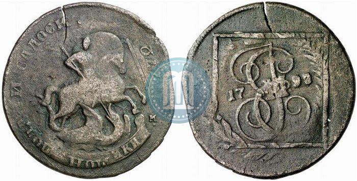 Фото 2 копейки 1795 года ММ 