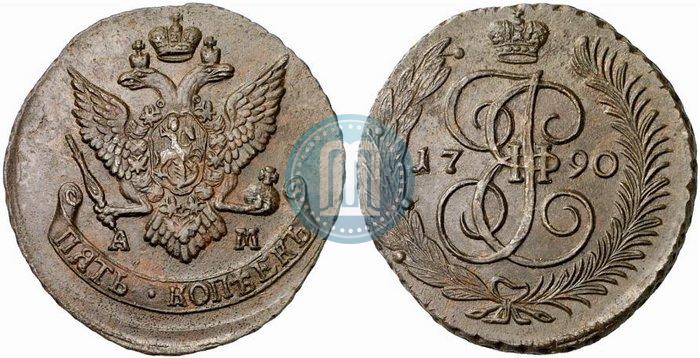 Picture 5 kopecks 1790 year АМ 