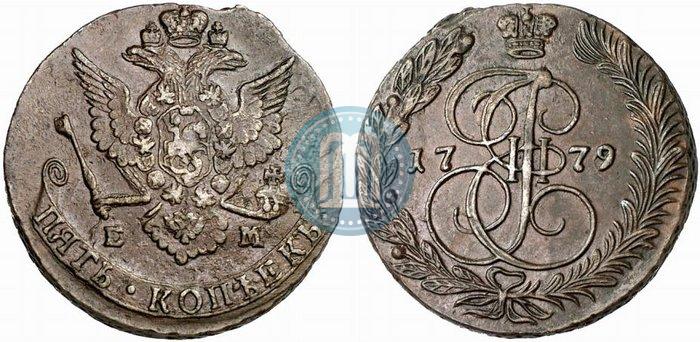 Picture 5 kopecks 1779 year ЕМ 