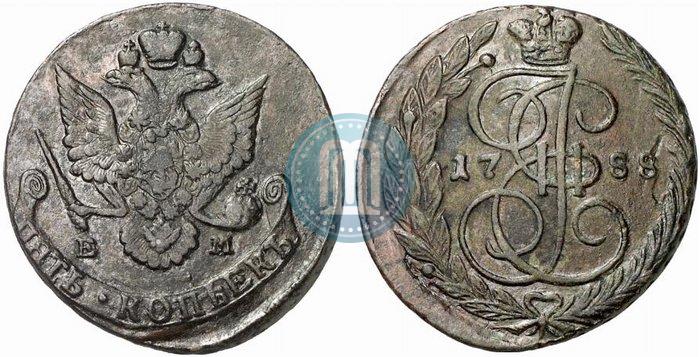 Фото 5 копеек 1788 года ЕМ 