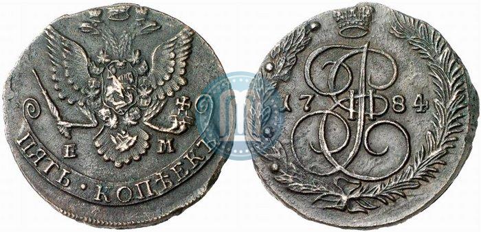 Picture 5 kopecks 1784 year ЕМ 