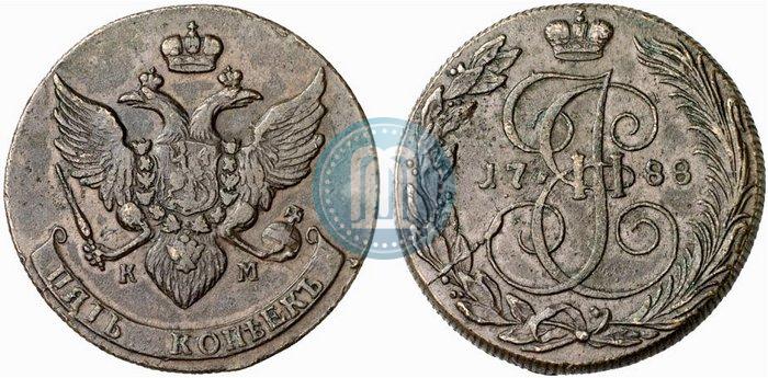 Фото 5 копеек 1788 года КМ 