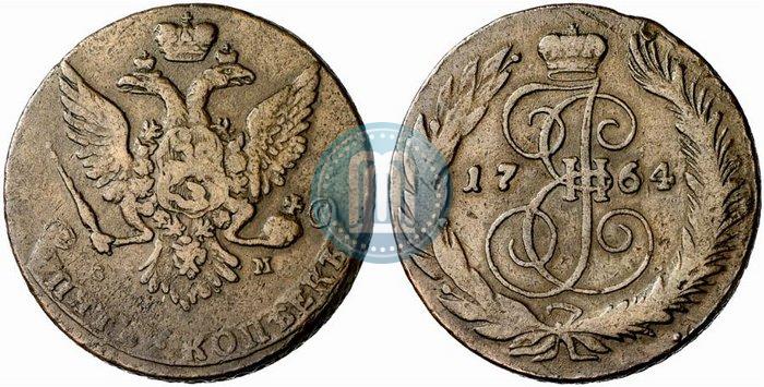 Фото 5 копеек 1764 года СМ 