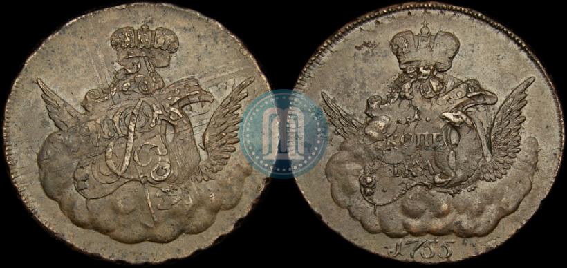 Picture 1 kopeck 1755 year  