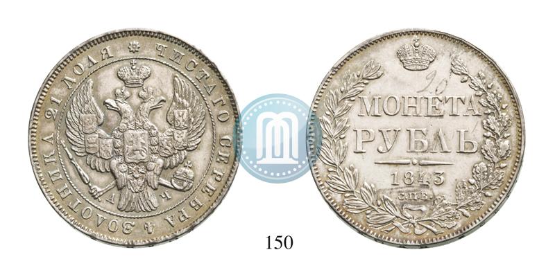Фото 1 рубль 1843 года СПБ-АЧ 