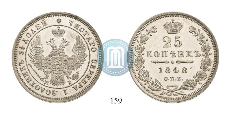 Фото 25 копеек 1848 года СПБ-HI 