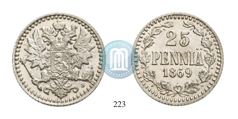 Фото 25 пенни 1869 года S 