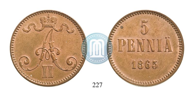 Picture 5 pennia 1865 year  