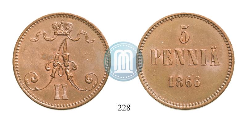 Picture 5 pennia 1866 year  
