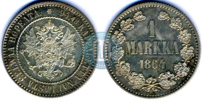 Picture 1 markka 1864 year S 