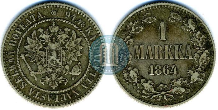 Picture 1 markka 1864 year S 