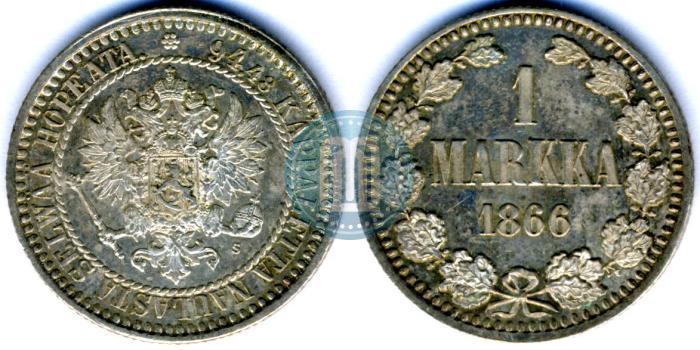 Picture 1 markka 1866 year S 